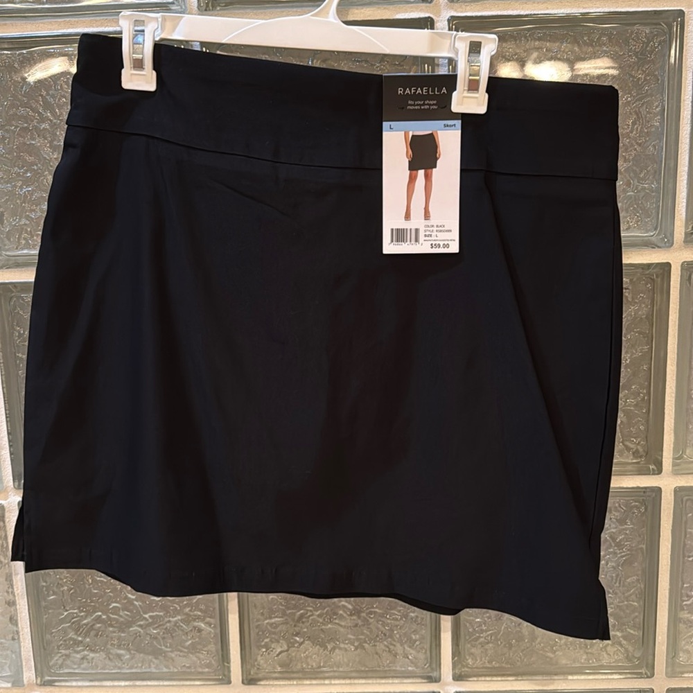 Rafaella Comfort Skort Women's Size XXL Black Stretchy  3" Side Slits